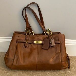 Brown leather Coach purse